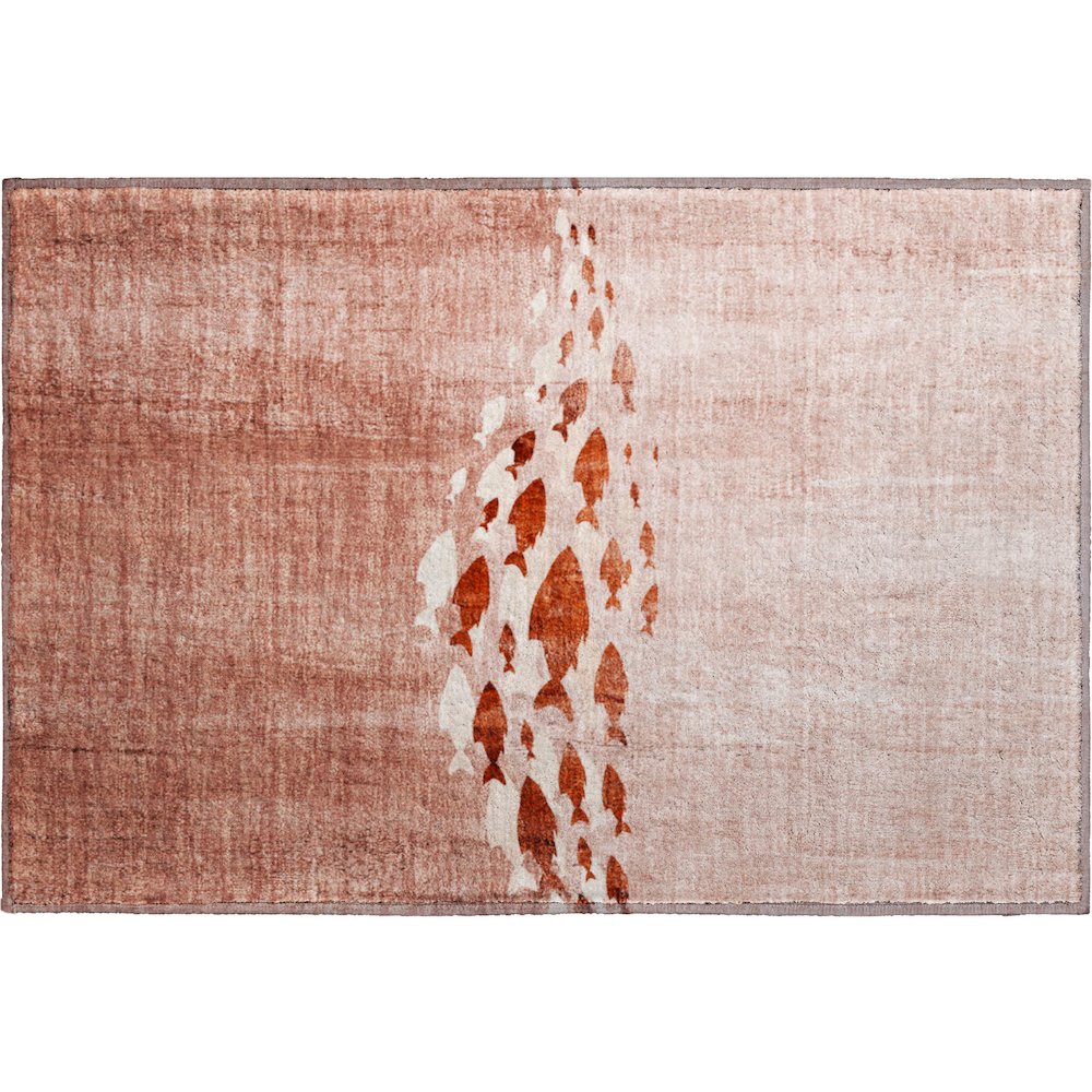 Premium Machine Washable Mayfield  Terracotta 1'8" x 2'6" Rug. Picture 1
