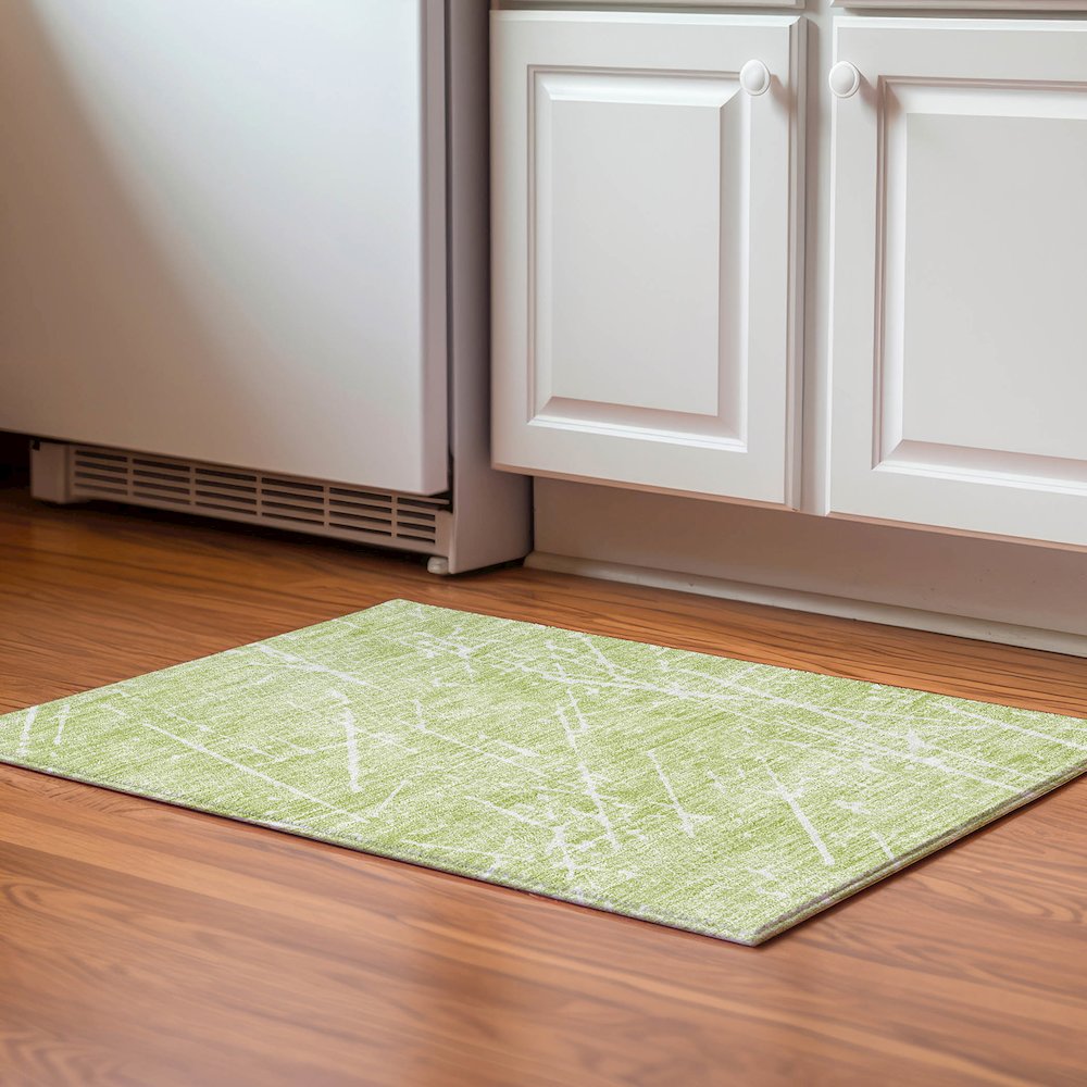 Premium Machine Washable Mayfield  Aloe 1'8" x 2'6" Rug. Picture 5