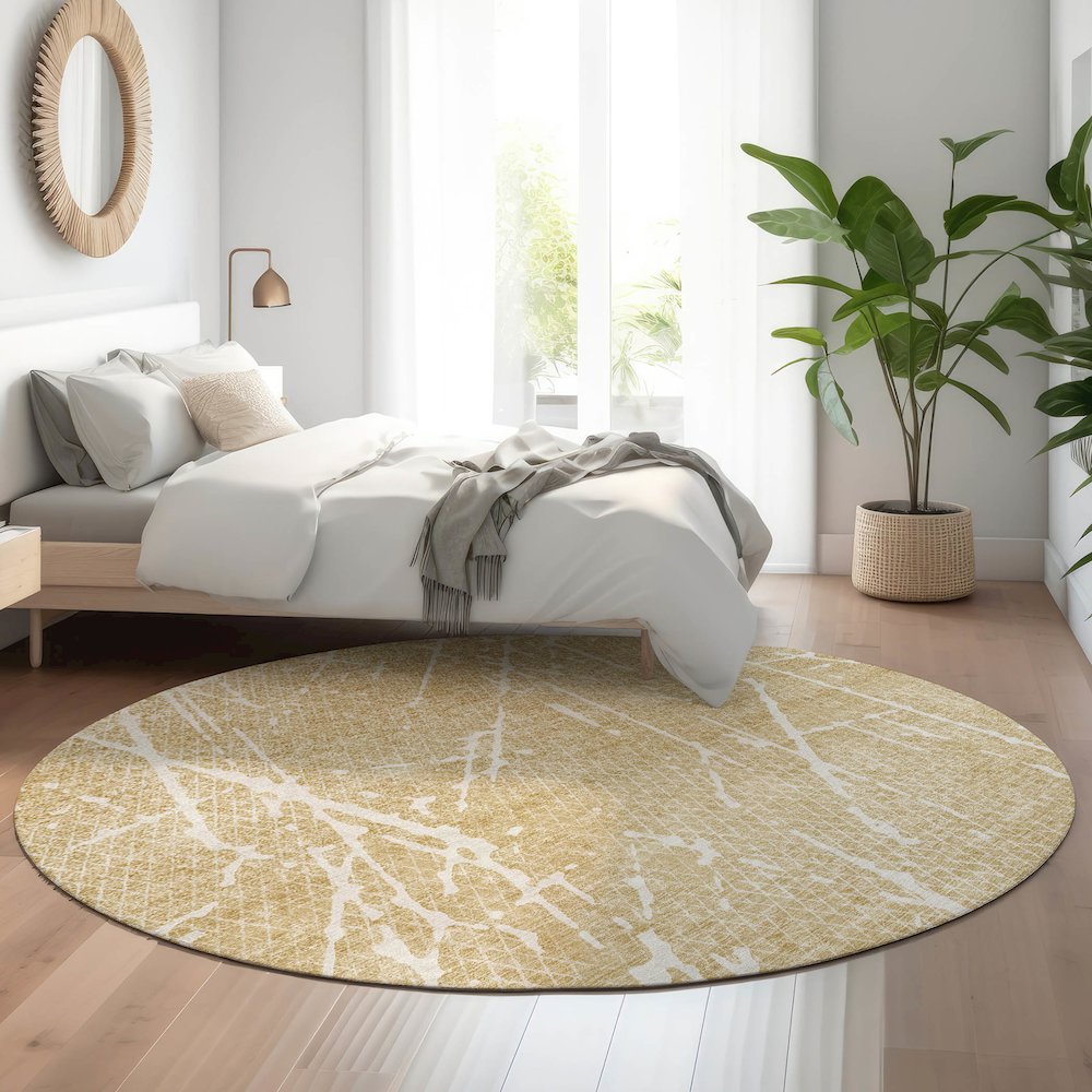Premium Machine Washable Mayfield  Beige 8' x 8' Round Rug. Picture 5