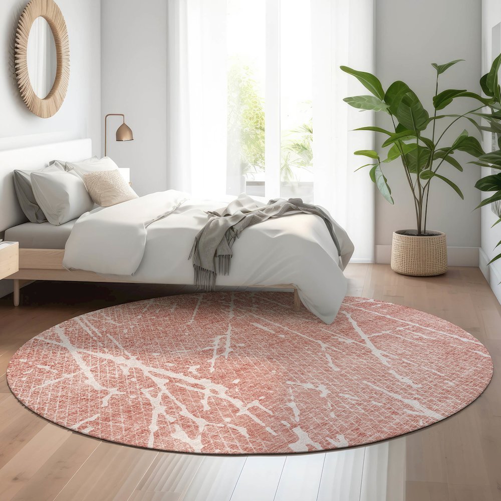 Premium Machine Washable Mayfield  Blush 8' x 8' Round Rug. Picture 5