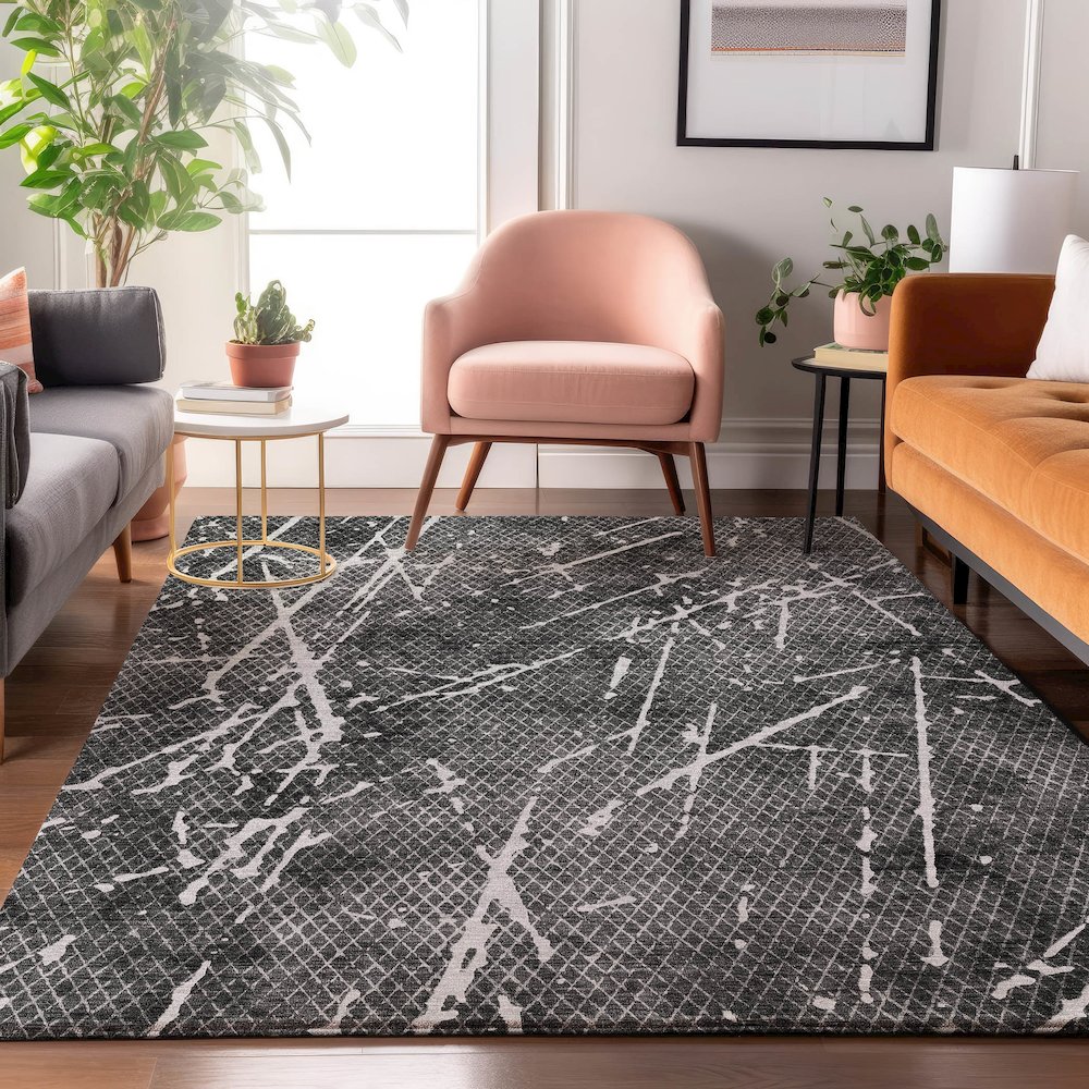 Premium Machine Washable Mayfield  Charcoal 2'6" x 3'10" Rug. Picture 5