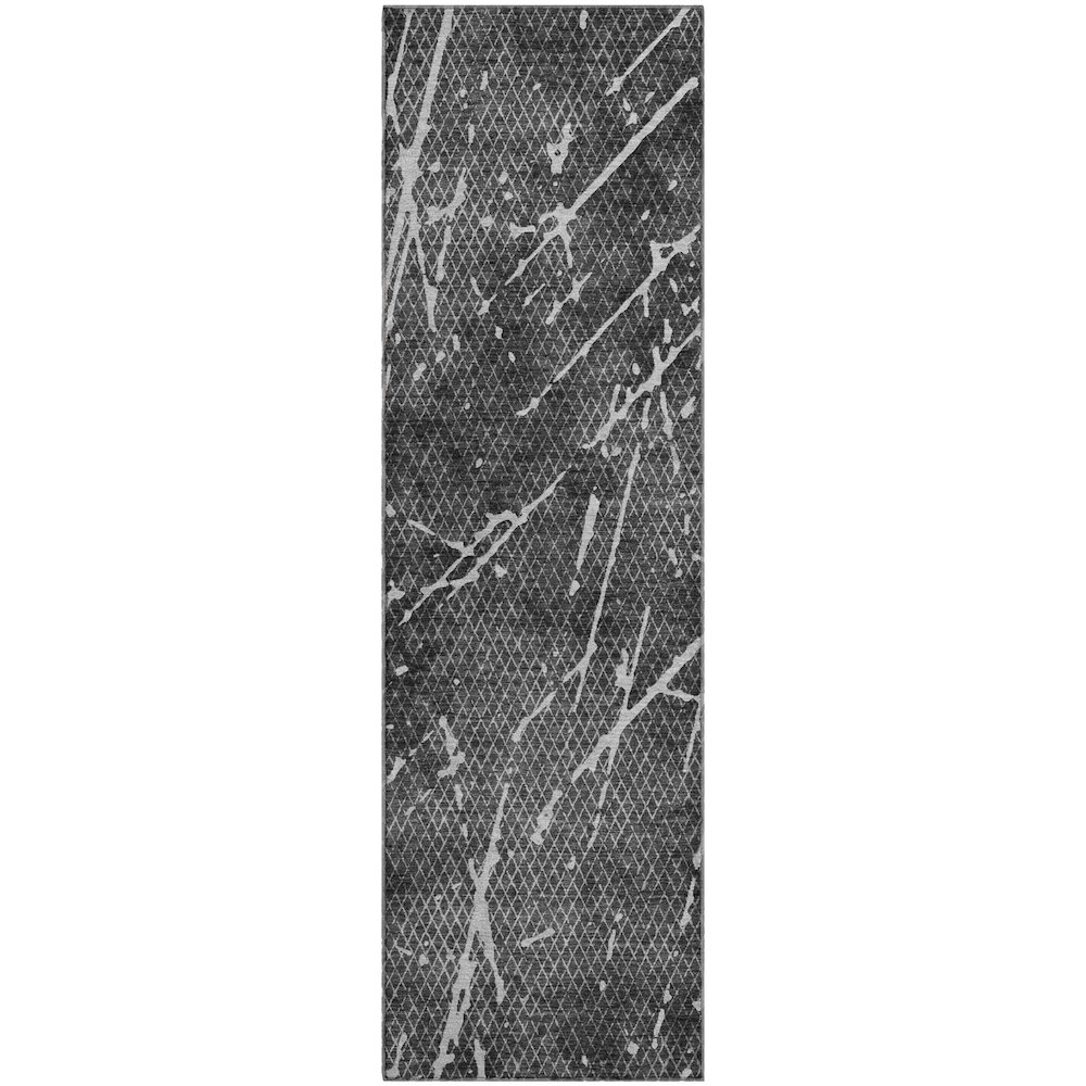 Premium Machine Washable Mayfield  Charcoal 2'3" x 7'6" Runner Rug. Picture 1