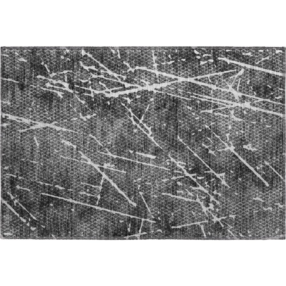 Premium Machine Washable Mayfield  Charcoal 1'8" x 2'6" Rug. Picture 1