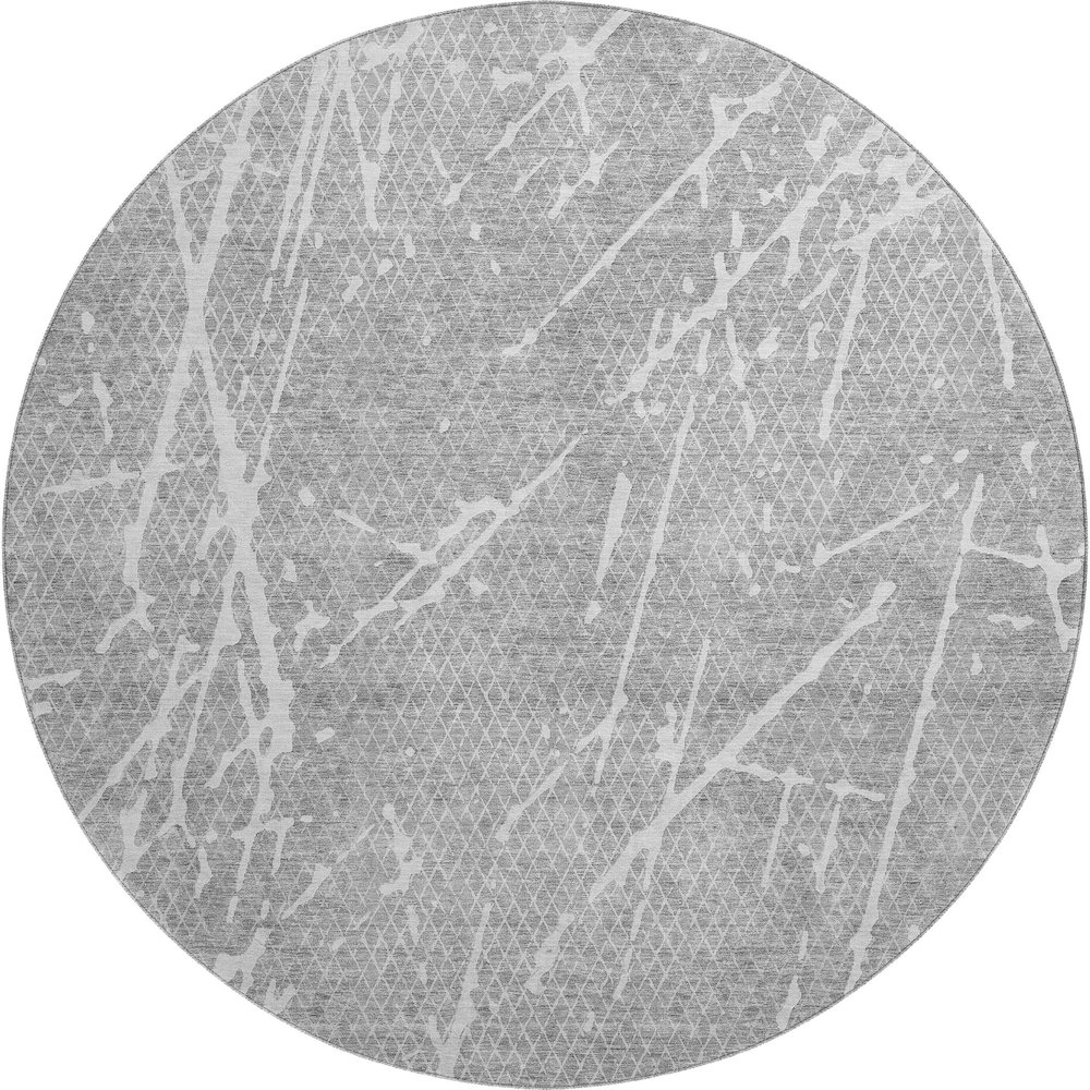 Premium Machine Washable Mayfield  Gray 8' x 8' Round Rug. Picture 1