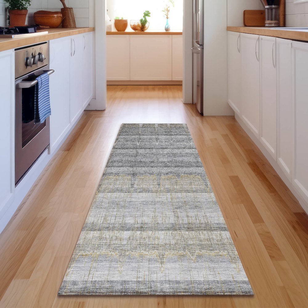 Premium Machine Washable Mayfield  Gray 2'3" x 7'6" Runner Rug. Picture 5