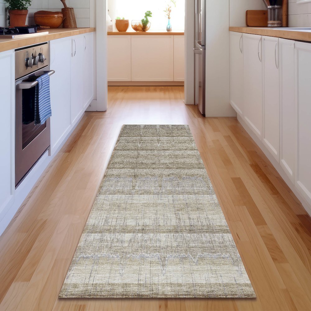 Premium Machine Washable Mayfield  Taupe 2'3" x 7'6" Runner Rug. Picture 5