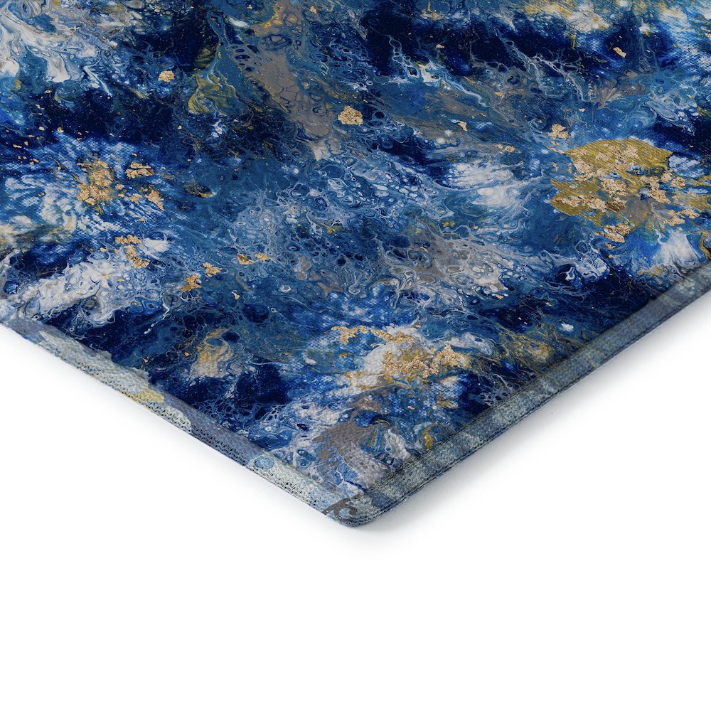 Premium Machine Washable Mayfield  Blue 1'8" x 2'6" Rug. Picture 3
