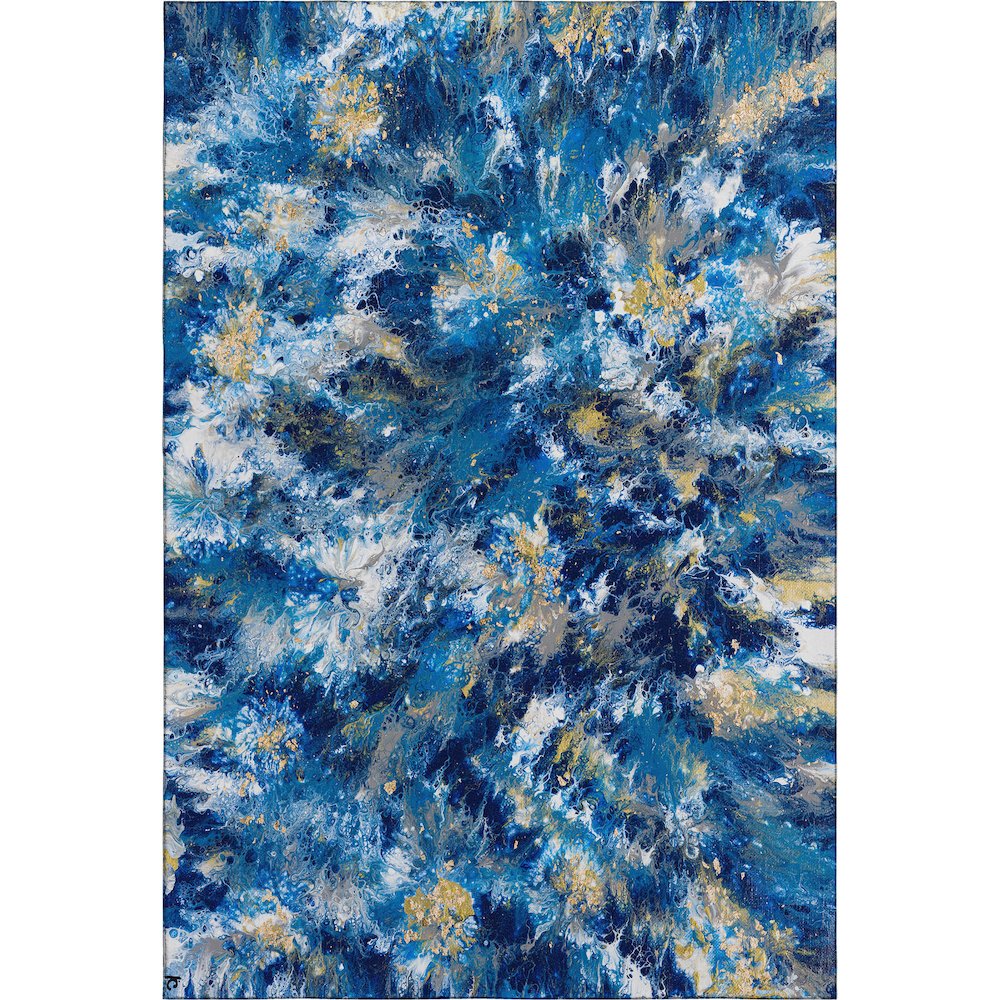 Premium Machine Washable Mayfield  Blue 2'6" x 3'10" Rug. Picture 1