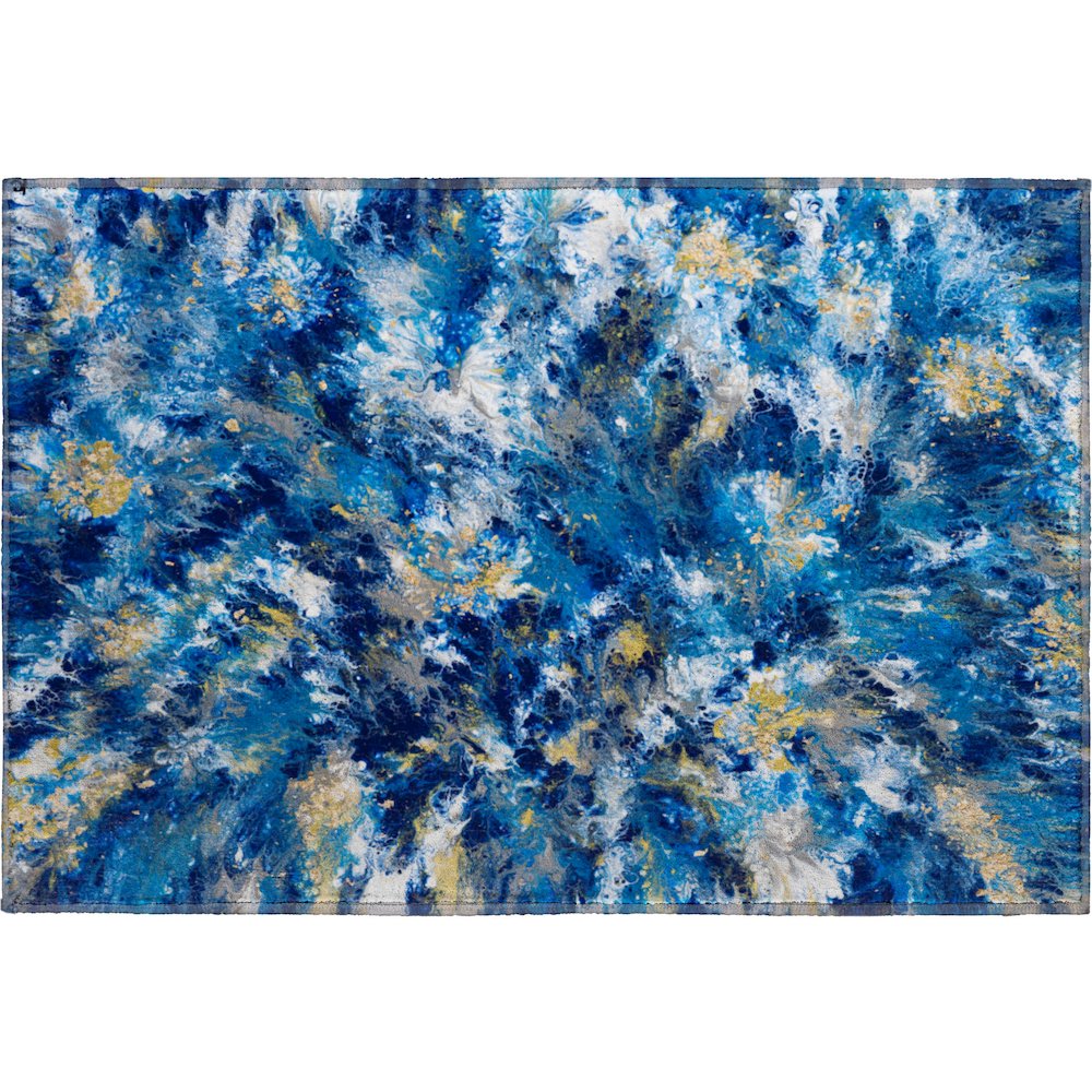 Premium Machine Washable Mayfield  Blue 1'8" x 2'6" Rug. Picture 1