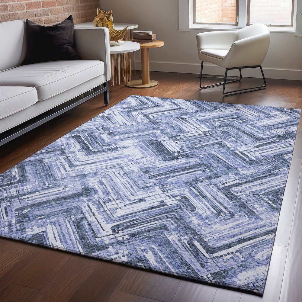 Premium Machine Washable Mayfield  Blue 2'6" x 3'10" Rug. Picture 5