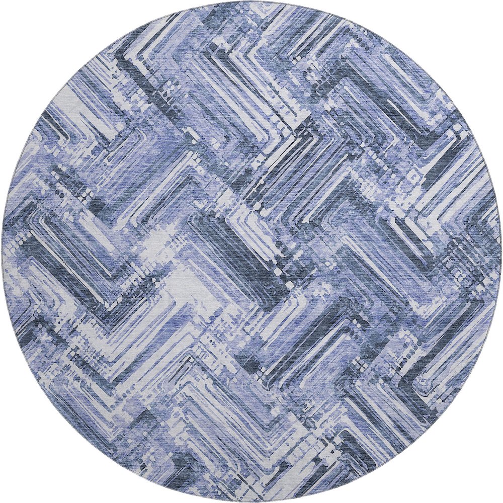 Premium Machine Washable Mayfield  Blue 8' x 8' Round Rug. Picture 1