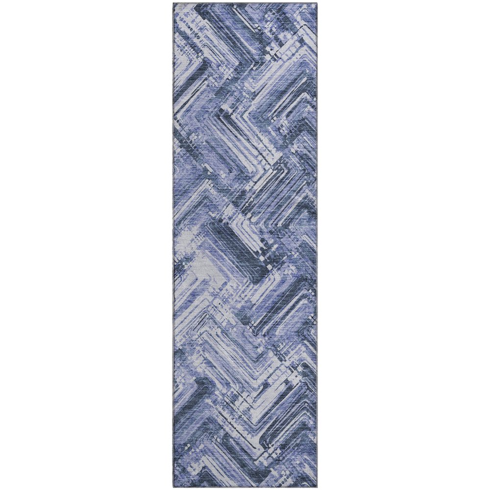 Premium Machine Washable Mayfield  Blue 2'3" x 7'6" Runner Rug. Picture 1