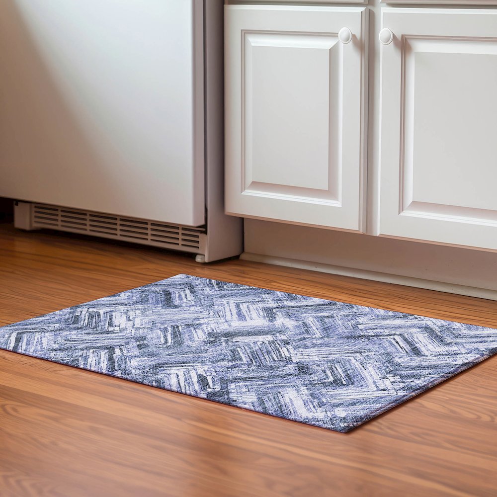 Premium Machine Washable Mayfield  Blue 1'8" x 2'6" Rug. Picture 5