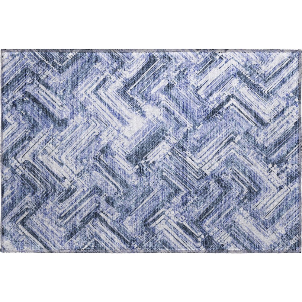 Premium Machine Washable Mayfield  Blue 1'8" x 2'6" Rug. Picture 1