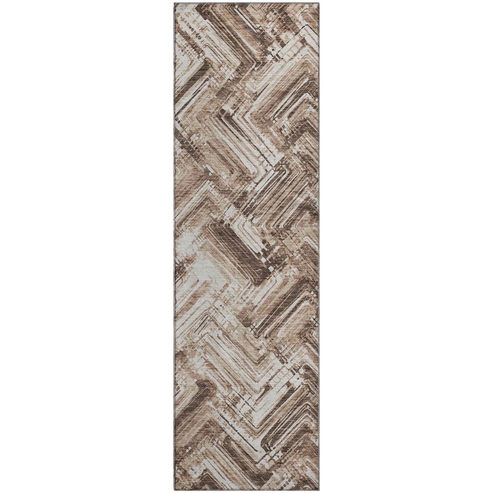 Premium Machine Washable Mayfield  Brown 2'3" x 7'6" Runner Rug. Picture 1