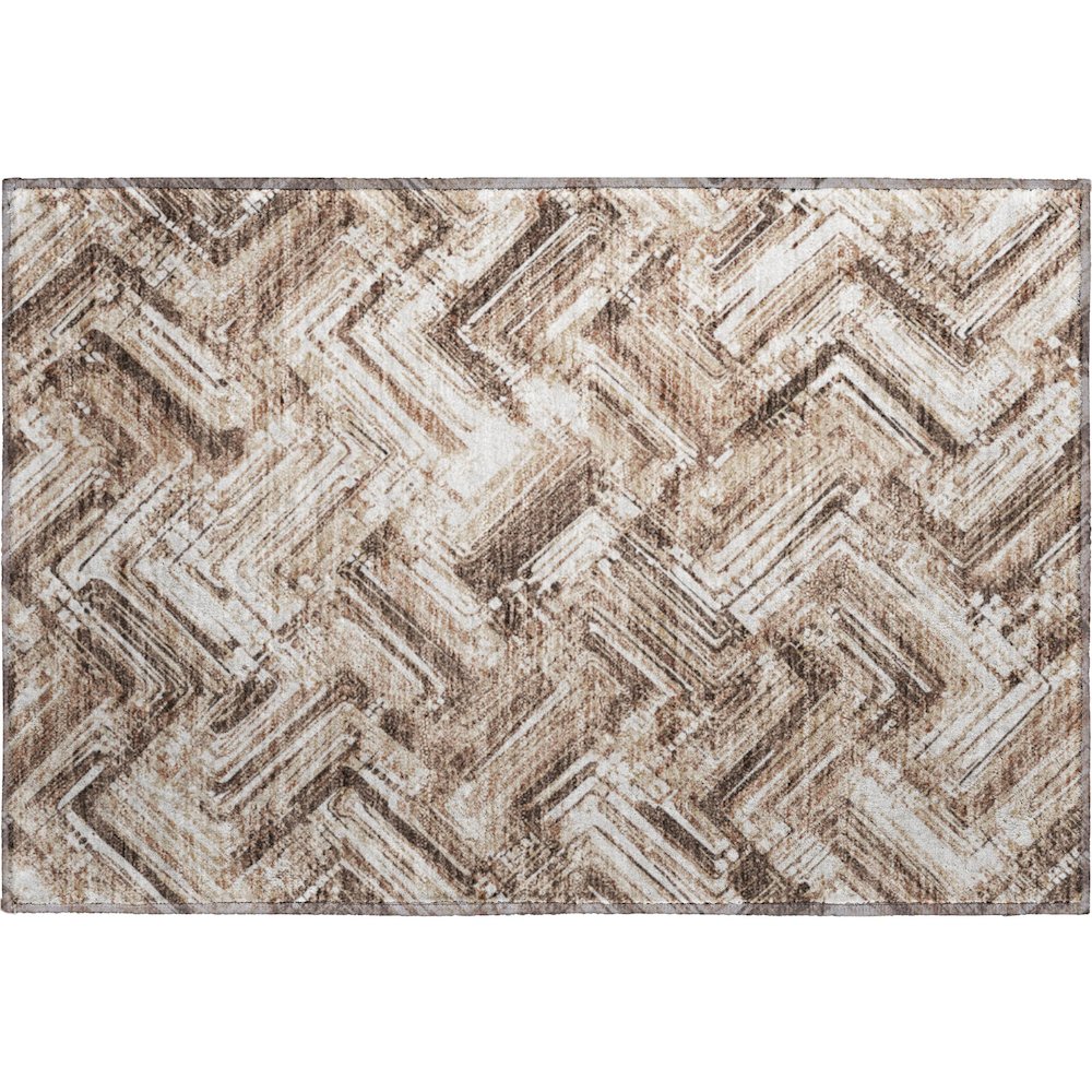 Premium Machine Washable Mayfield  Brown 1'8" x 2'6" Rug. Picture 1