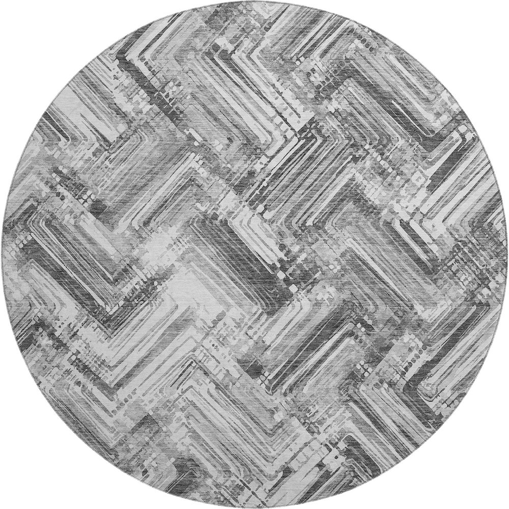 Premium Machine Washable Mayfield  Gray 8' x 8' Round Rug. Picture 1