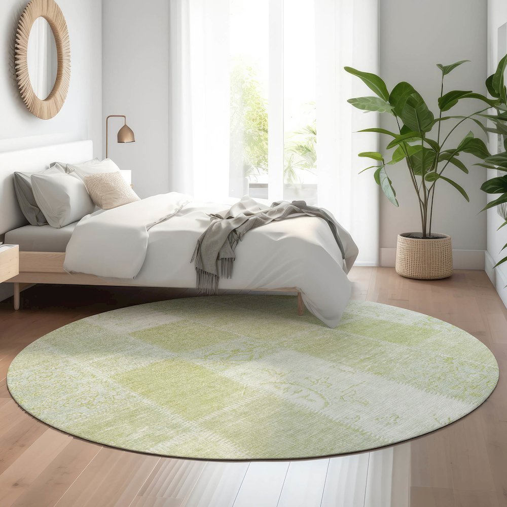 Premium Machine Washable Mayfield  Aloe 8' x 8' Round Rug. Picture 5
