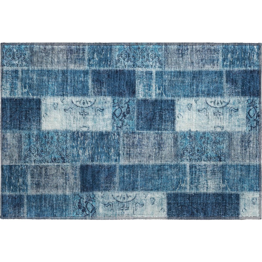 Premium Machine Washable Mayfield  Blue 1'8" x 2'6" Rug. Picture 1