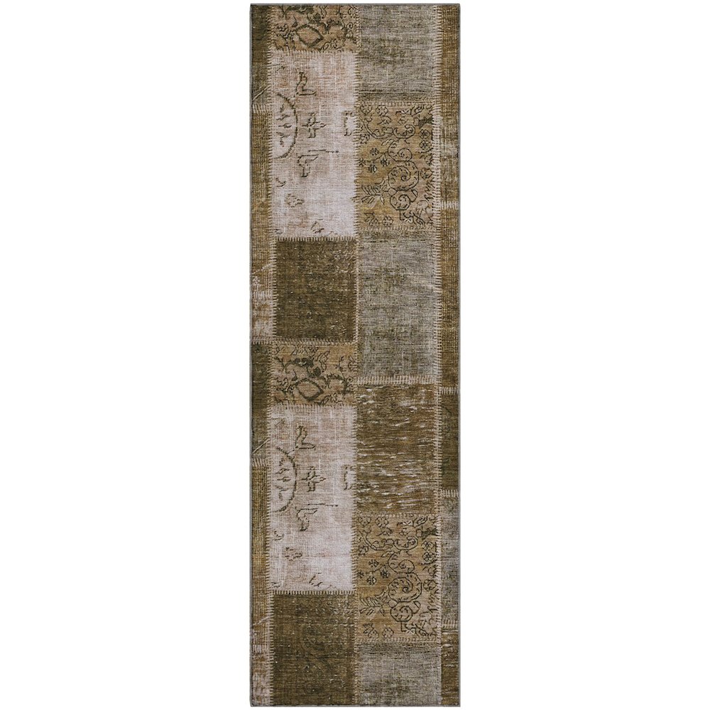 Premium Machine Washable Mayfield  Brown 2'3" x 7'6" Runner Rug. Picture 1