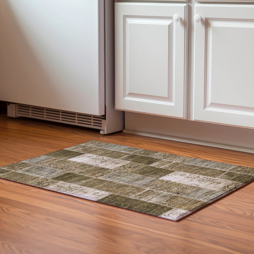 Premium Machine Washable Mayfield  Brown 1'8" x 2'6" Rug. Picture 5