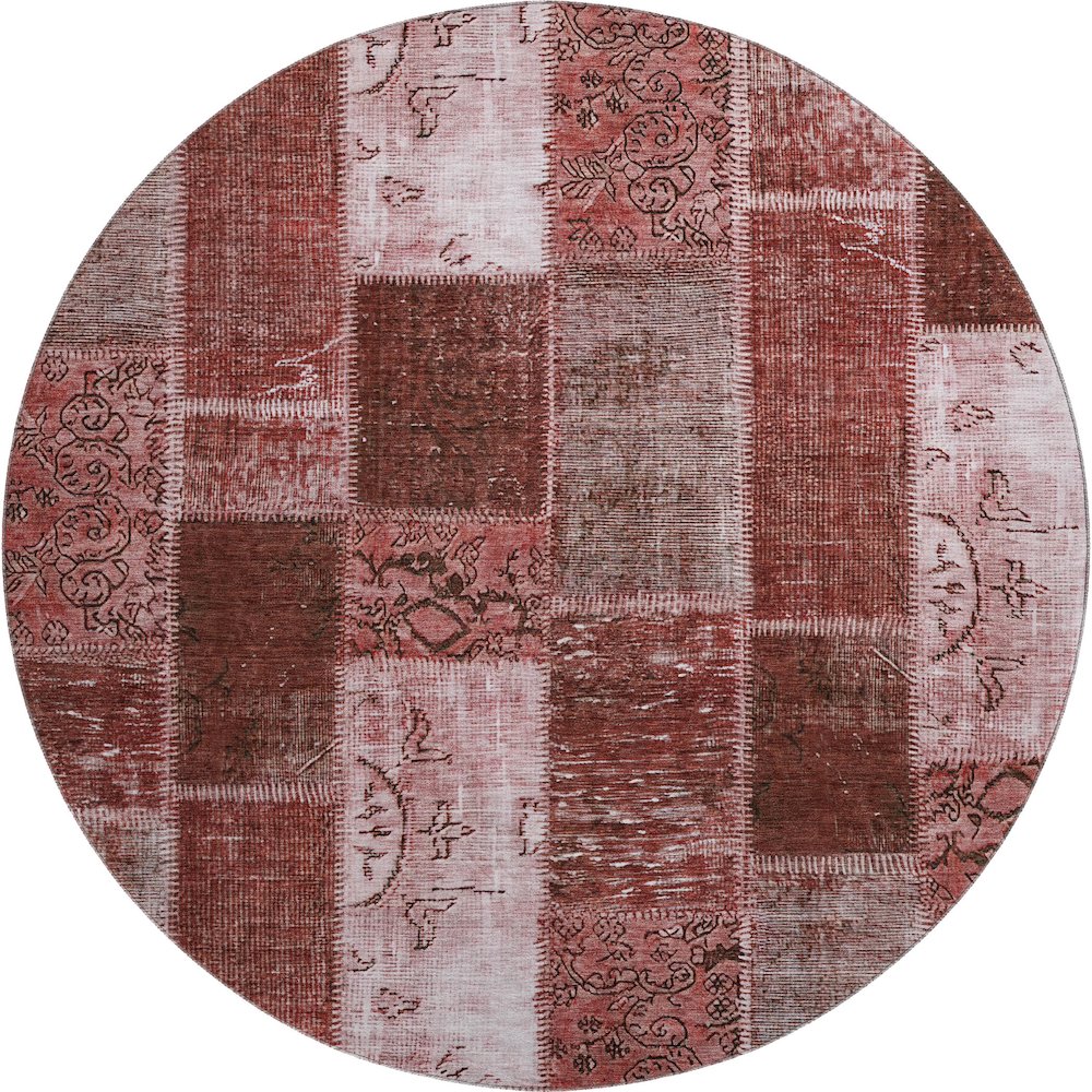 Premium Machine Washable Mayfield  Burgundy 8' x 8' Round Rug. Picture 1
