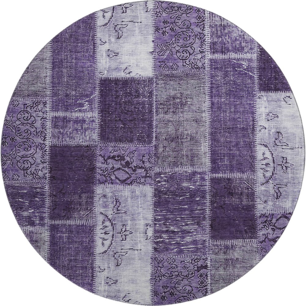 Premium Machine Washable Mayfield  Purple 8' x 8' Round Rug. Picture 1