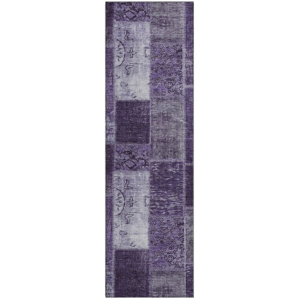 Premium Machine Washable Mayfield  Purple 2'3" x 7'6" Runner Rug. Picture 1