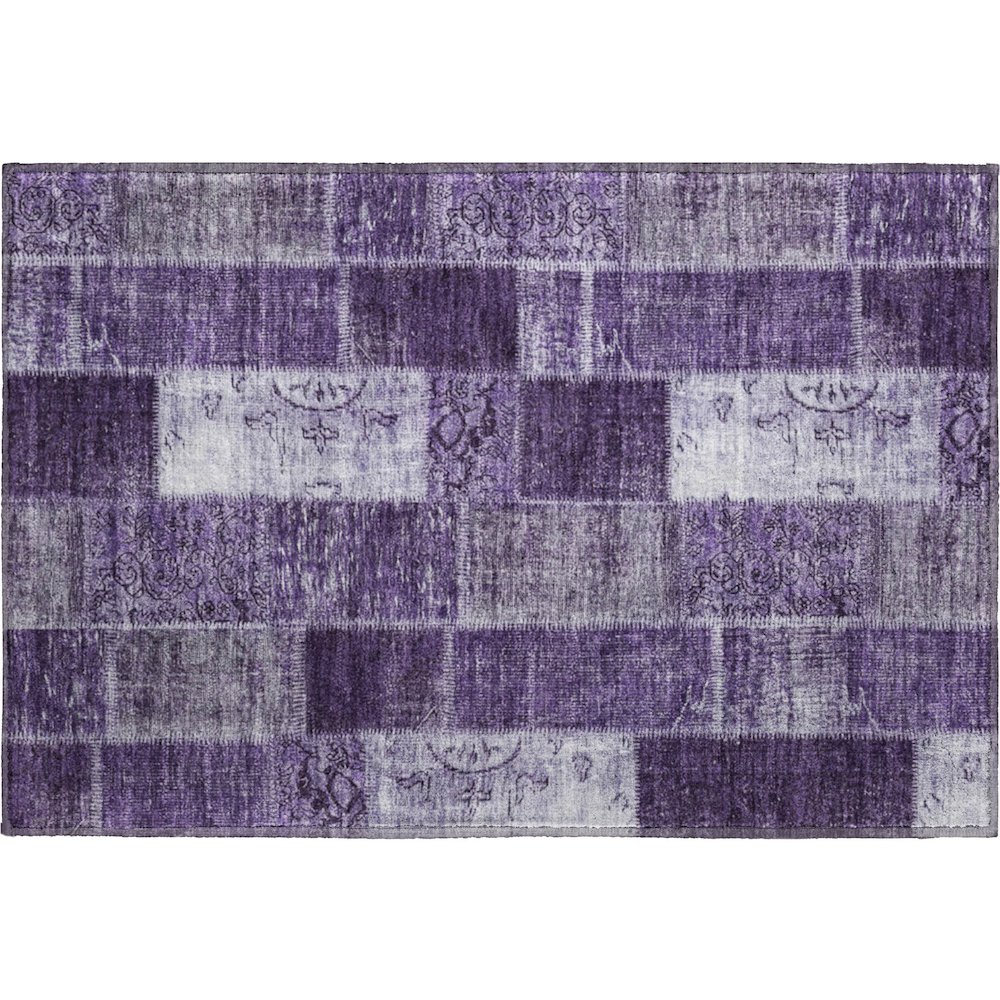 Premium Machine Washable Mayfield  Purple 1'8" x 2'6" Rug. Picture 1