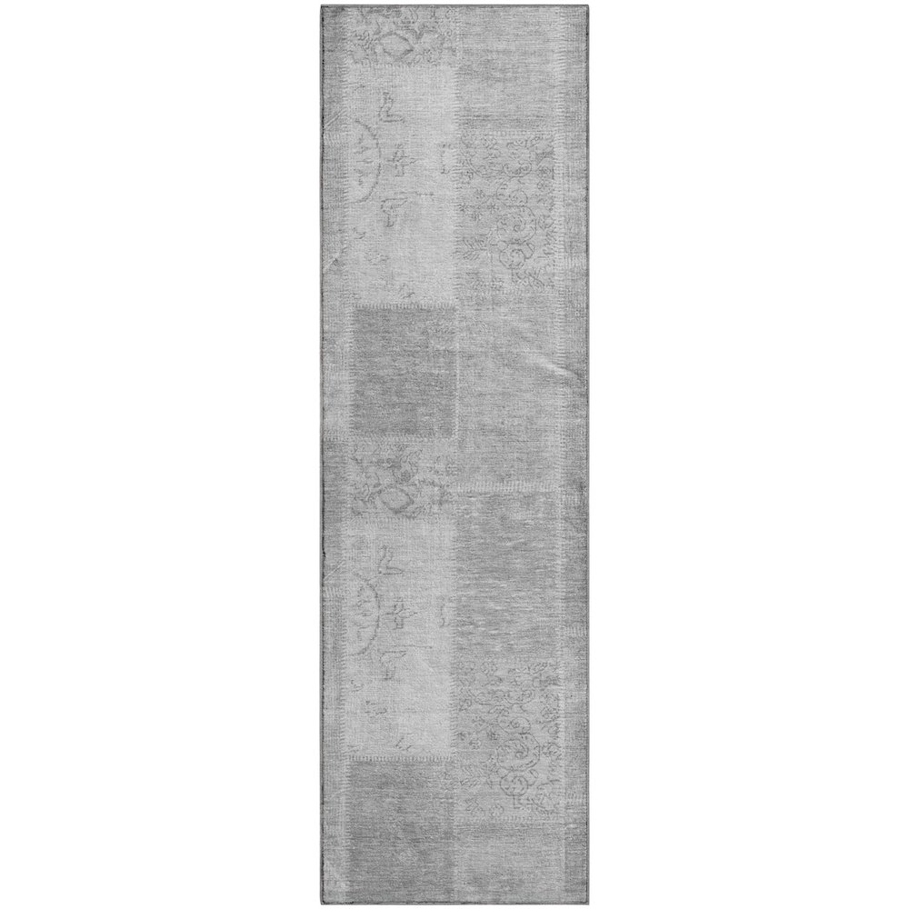 Premium Machine Washable Mayfield  Silver 2'3" x 7'6" Runner Rug. Picture 1