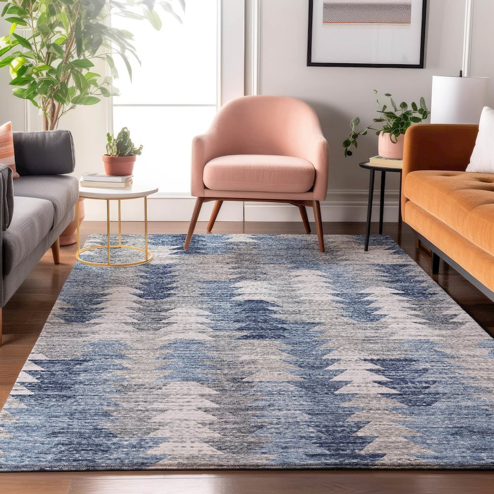 Premium Machine Washable Mayfield  Blue 2'6" x 3'10" Rug. Picture 5