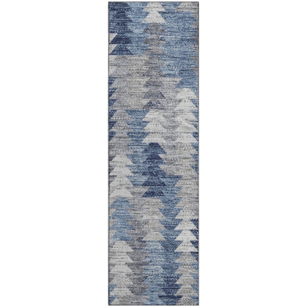 Premium Machine Washable Mayfield  Blue 2'3" x 7'6" Runner Rug. Picture 1