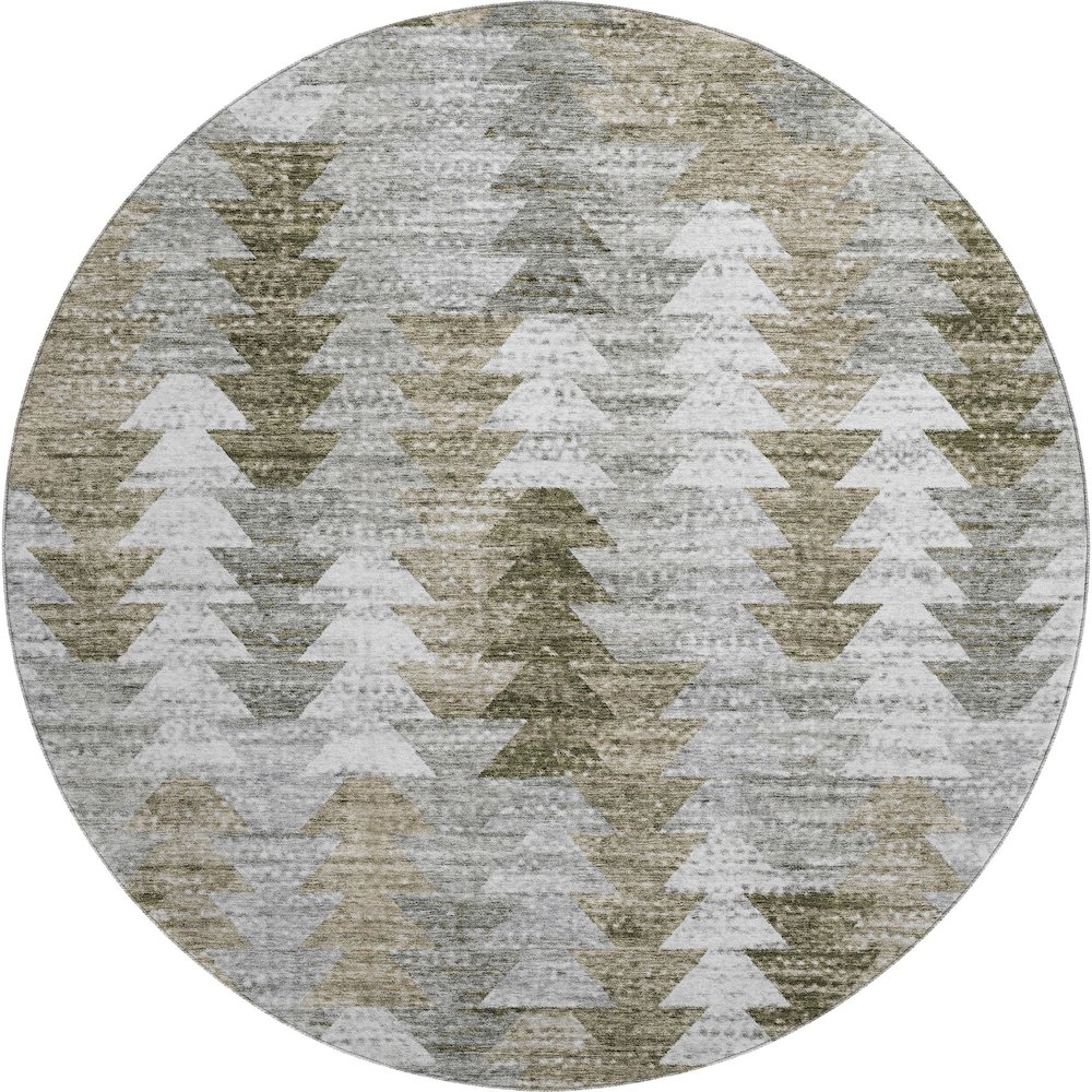 Premium Machine Washable Mayfield  Brown 8' x 8' Round Rug. Picture 1