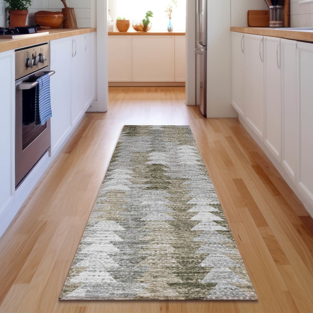 Premium Machine Washable Mayfield  Brown 2'3" x 7'6" Runner Rug. Picture 5