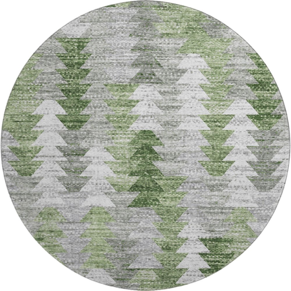 Premium Machine Washable Mayfield  Green 8' x 8' Round Rug. Picture 1