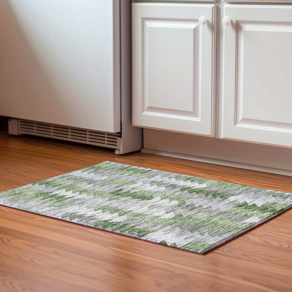 Premium Machine Washable Mayfield  Green 1'8" x 2'6" Rug. Picture 5