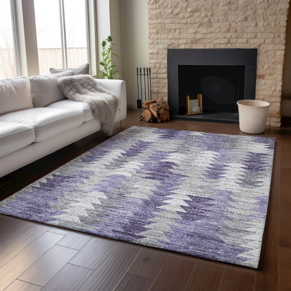 Premium Machine Washable Mayfield  Purple 2'6" x 3'10" Rug. Picture 6