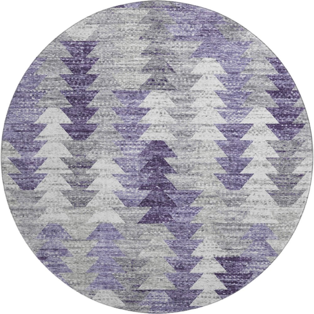 Premium Machine Washable Mayfield  Purple 8' x 8' Round Rug. Picture 1