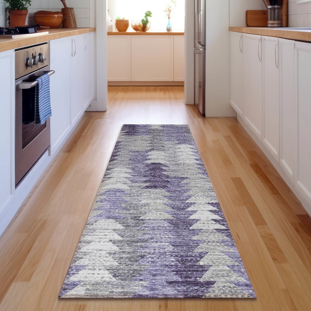 Premium Machine Washable Mayfield  Purple 2'3" x 7'6" Runner Rug. Picture 5