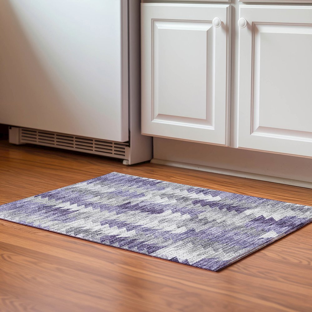 Premium Machine Washable Mayfield  Purple 1'8" x 2'6" Rug. Picture 5