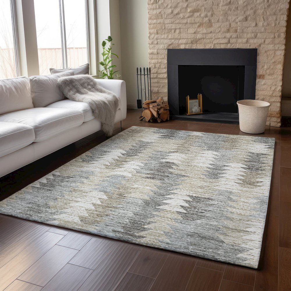Premium Machine Washable Mayfield  Taupe 2'6" x 3'10" Rug. Picture 6
