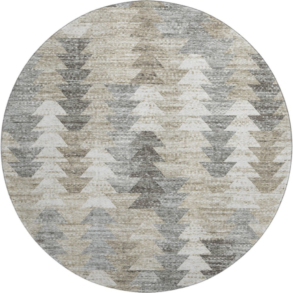 Premium Machine Washable Mayfield  Taupe 8' x 8' Round Rug. Picture 1