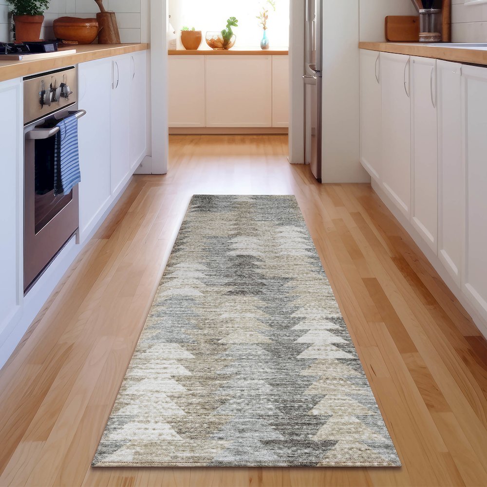 Premium Machine Washable Mayfield  Taupe 2'3" x 7'6" Runner Rug. Picture 5
