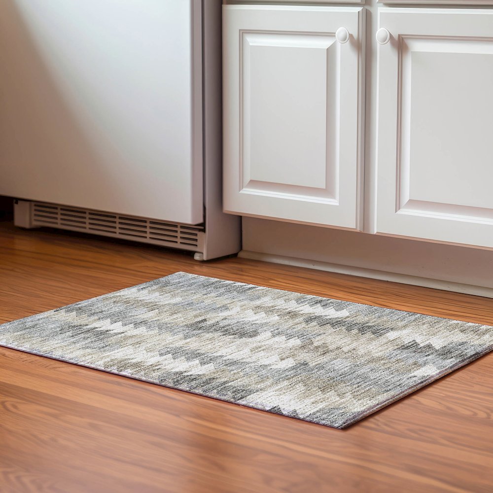 Premium Machine Washable Mayfield  Taupe 1'8" x 2'6" Rug. Picture 5