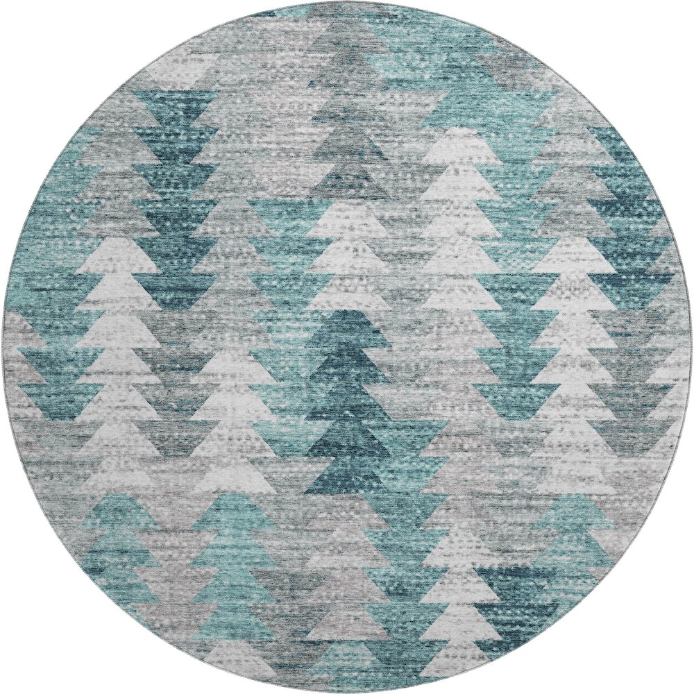 Premium Machine Washable Mayfield  Teal 8' x 8' Round Rug. Picture 1