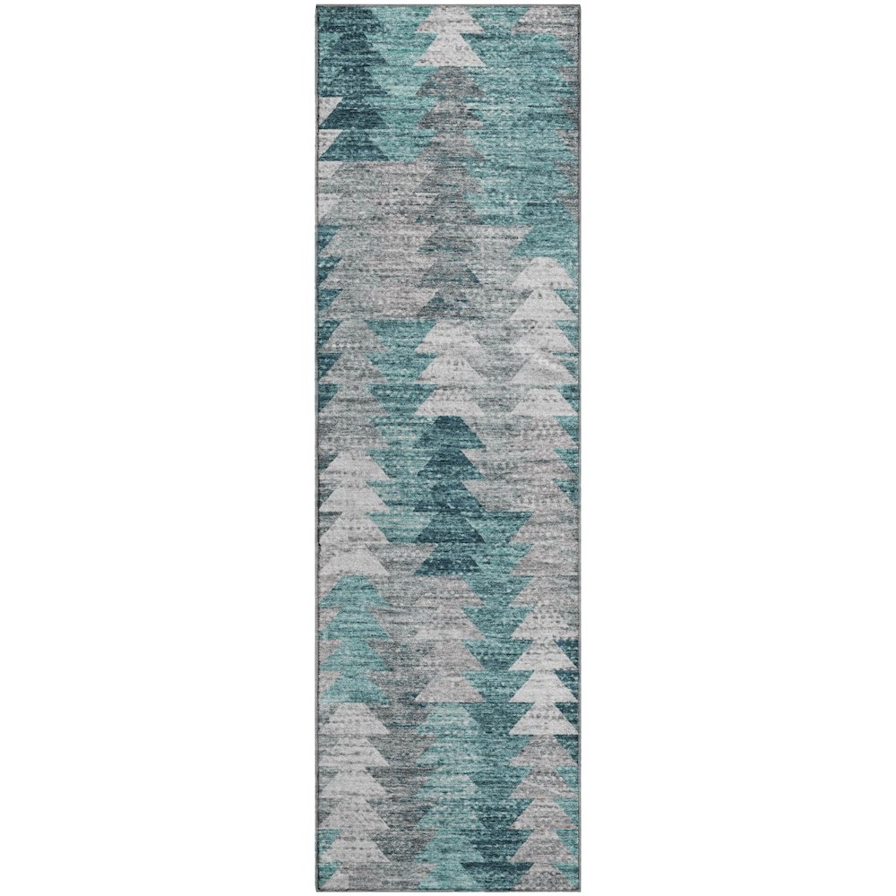 Premium Machine Washable Mayfield  Teal 2'3" x 7'6" Runner Rug. Picture 1