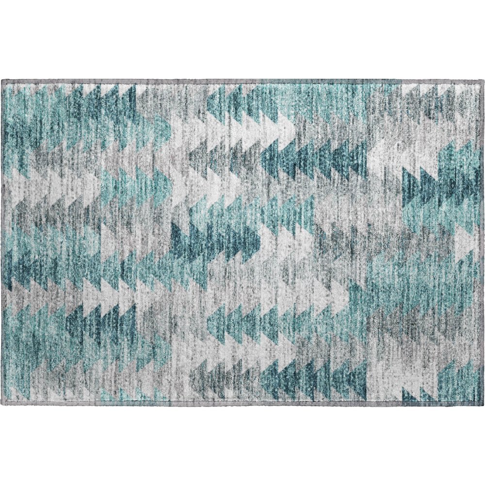 Premium Machine Washable Mayfield  Teal 1'8" x 2'6" Rug. Picture 1