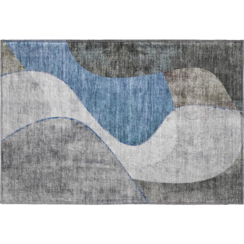 Premium Machine Washable Mayfield  Blue 1'8" x 2'6" Rug. Picture 1