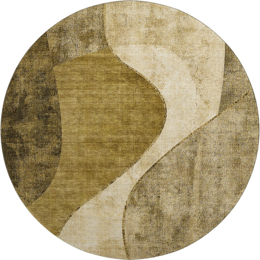 Premium Machine Washable Mayfield  Brown 8' x 8' Round Rug. Picture 1