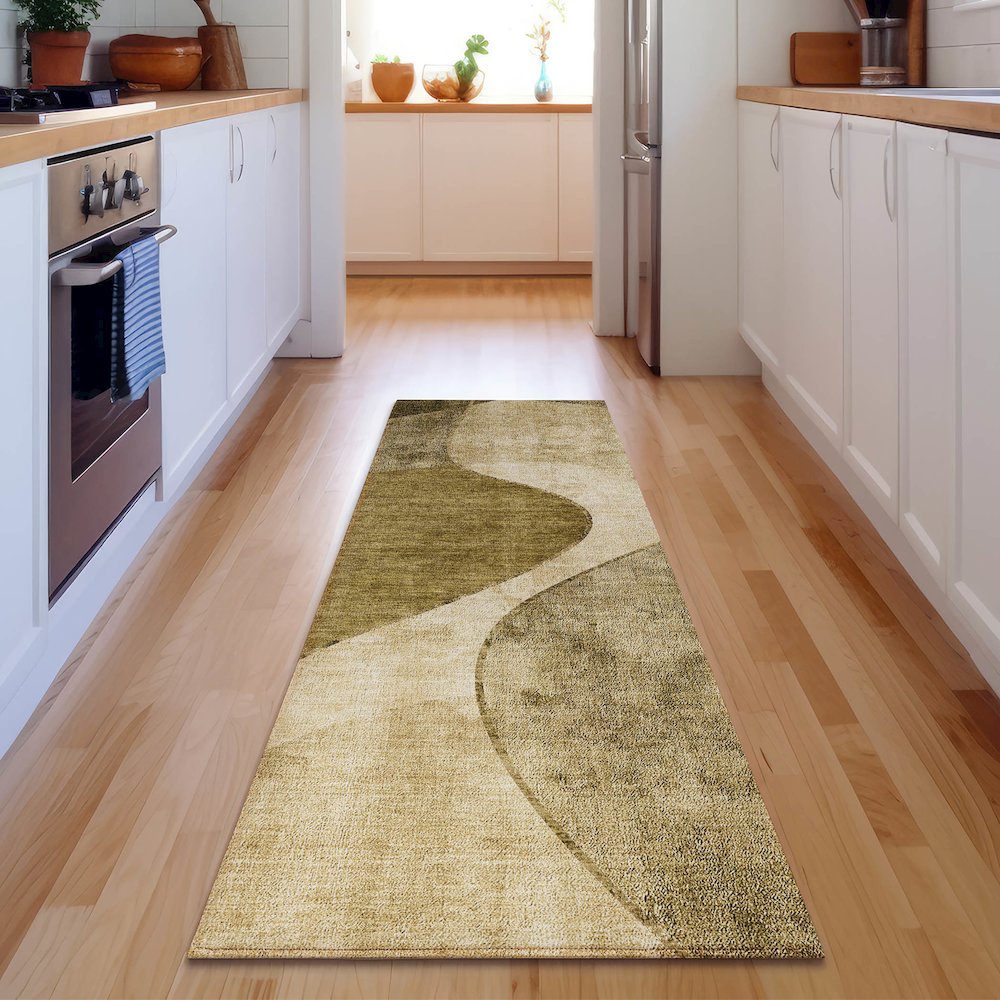 Premium Machine Washable Mayfield  Brown 2'3" x 7'6" Runner Rug. Picture 5